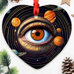 Eye Of The Universe (ai) Heart Ornament (two Sides) by dflcprintsclothing