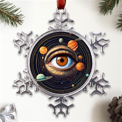 Eye Of The Universe (ai) Metal Large Snowflake Ornament by dflcprintsclothing