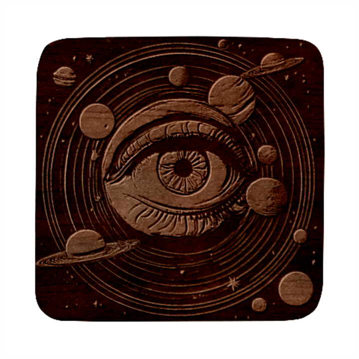 Eye of the Universe (AI) Square Wood Guitar Pick Holder Case And Picks Set