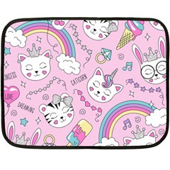 Beautiful Cute Animals Pattern Pink Two Sides Fleece Blanket (mini) by Grandong