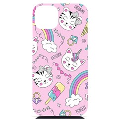 Beautiful Cute Animals Pattern Pink Iphone 14 Plus Black Uv Print Case by Grandong