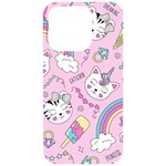 Beautiful Cute Animals Pattern Pink iPhone 15 Pro Black UV Print PC Hardshell Case Front