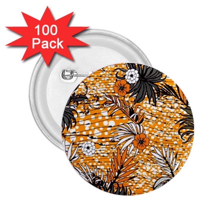 Leaf Yellow Point Flower White 2.25  Buttons (100 pack) 