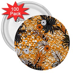 Leaf Yellow Point Flower White 3  Buttons (100 Pack)  by Grandong