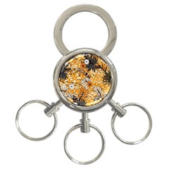 Leaf Yellow Point Flower White 3-ring Key Chain by Grandong