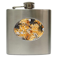 Leaf Yellow Point Flower White Hip Flask (6 Oz) by Grandong