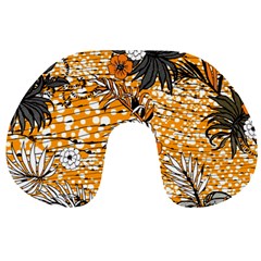 Leaf Yellow Point Flower White Travel Neck Pillow by Grandong