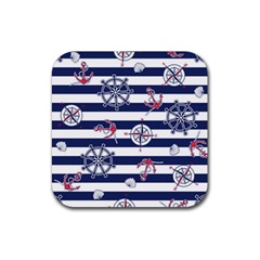 Seamless Marine Pattern Rubber Coaster (square)