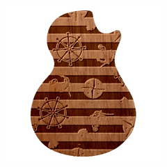 Seamless Marine Pattern Guitar Shape Wood Guitar Pick Holder Case And Picks Set by Ket1n9