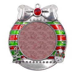 Kaiju Metal X mas Ribbon With Red Crystal Round Ornament by GeekLover