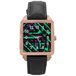 Beamed Rose Gold Leather Watch  Front