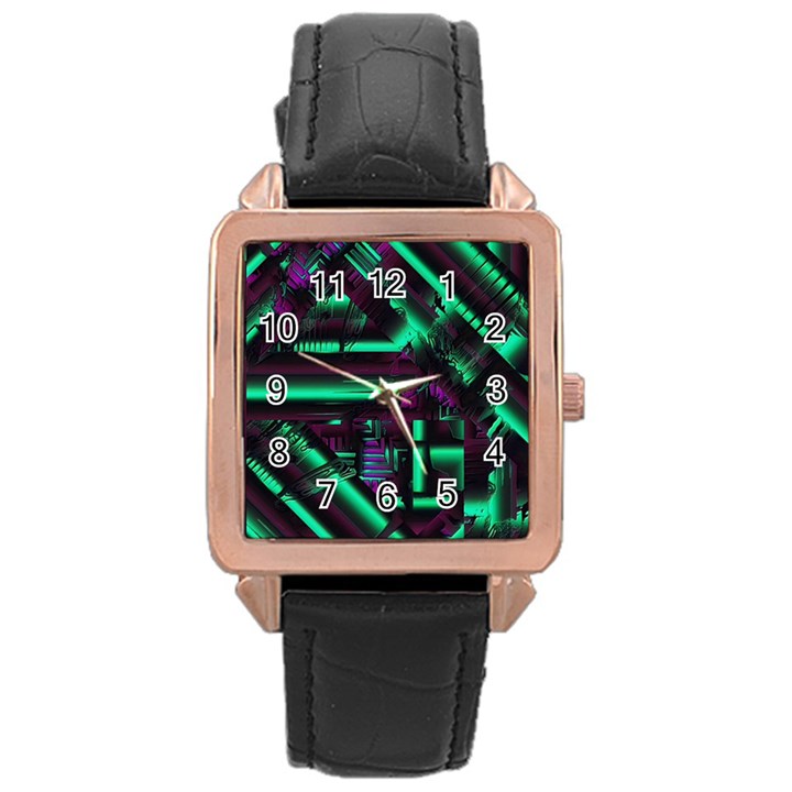 Beamed Rose Gold Leather Watch 