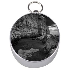 Timeless Shores, Las Grutas Beach, Rio Negro, Argentina Silver Compasses by dflcprintsclothing