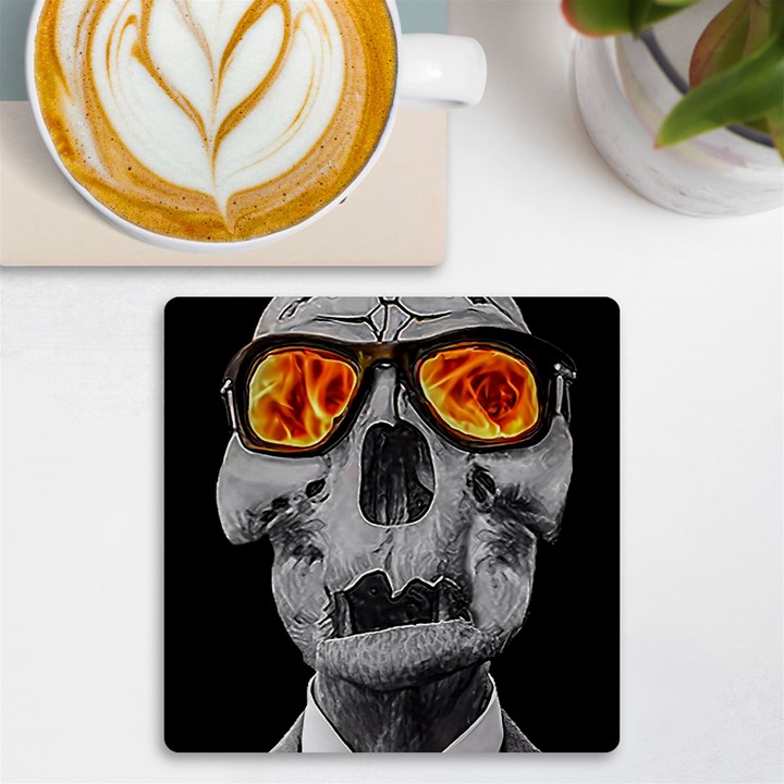 Gothic Elegance, Ironic Dark Art (AI) UV Print Square Tile Coaster 