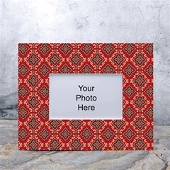 Illustrations Ajrak Abstract Design Pattern White Tabletop Photo Frame 4 x6  by Apenda