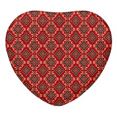 Illustrations Ajrak Abstract Design Pattern Heart Glass Fridge Magnet (4 Pack) by Apenda