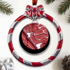 Monument State History Museum Building Metal Red Ribbon Round Ornament by Apenda