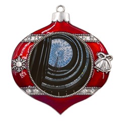 Building Ceiling Structure Dome Metal Snowflake And Bell Red Ornament by Apenda