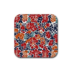 Colorfuleclecticfloralpattern Rubber Coaster (square)