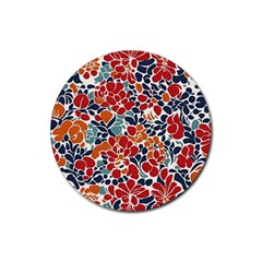 Colorfuleclecticfloralpattern Rubber Coaster (round)