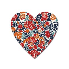 Colorfuleclecticfloralpattern Heart Magnet