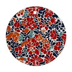 Colorfuleclecticfloralpattern Round Ornament (two Sides)