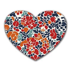 Colorfuleclecticfloralpattern Heart Mousepad