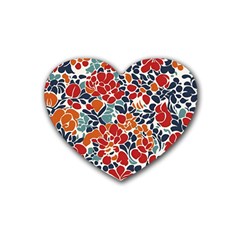 Colorfuleclecticfloralpattern Rubber Heart Coaster (4 Pack)