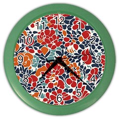 Colorfuleclecticfloralpattern Color Wall Clock