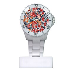 Colorfuleclecticfloralpattern Plastic Nurses Watch