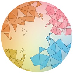 Background Pastel Geometric Lines Wooden Puzzle Round