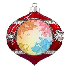 Background Pastel Geometric Lines Metal Snowflake And Bell Red Ornament by anzea