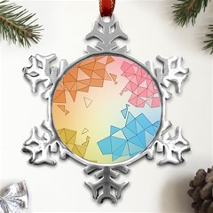 Background Pastel Geometric Lines Metal Small Snowflake Ornament