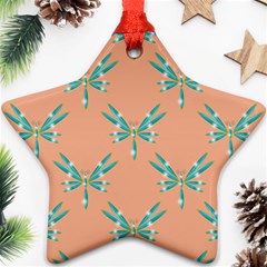 Turquoise Dragonfly Insect Paper Ornament (star)