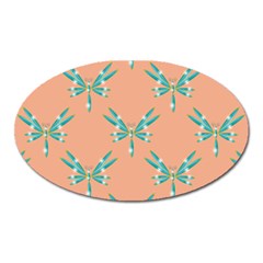 Turquoise Dragonfly Insect Paper Oval Magnet by anzea