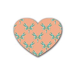 Turquoise Dragonfly Insect Paper Rubber Heart Coaster (4 Pack) by anzea