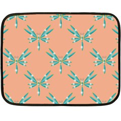 Turquoise Dragonfly Insect Paper Fleece Blanket (mini) by anzea