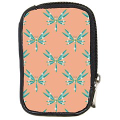 Turquoise Dragonfly Insect Paper Compact Camera Leather Case by anzea