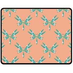 Turquoise Dragonfly Insect Paper Fleece Blanket (medium) by anzea