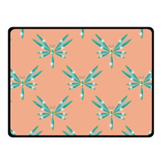 Turquoise Dragonfly Insect Paper Fleece Blanket (small) by anzea