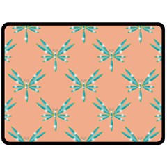 Turquoise Dragonfly Insect Paper Two Sides Fleece Blanket (large) by anzea