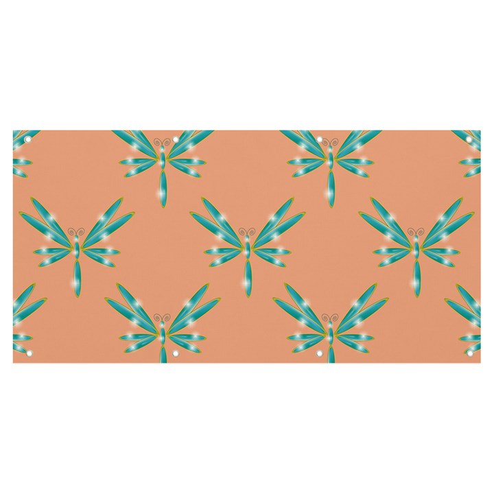 Turquoise Dragonfly Insect Paper Banner and Sign 8  x 4 