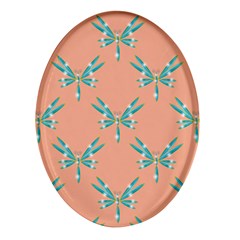 Turquoise Dragonfly Insect Paper Oval Glass Fridge Magnet (4 Pack) by anzea