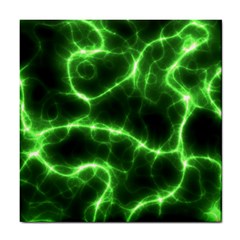 Lightning Electricity Pattern Green Tile Coaster by anzea