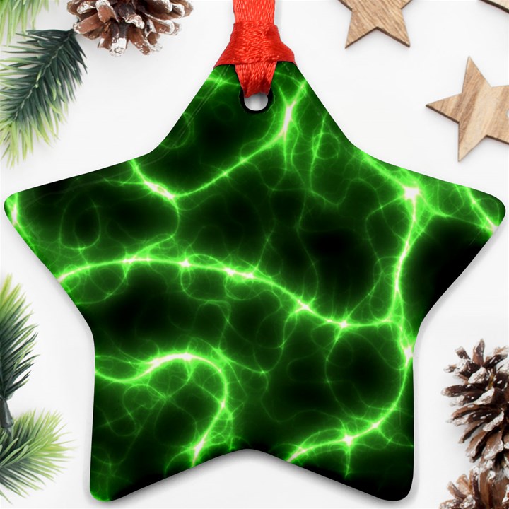 Lightning Electricity Pattern Green Ornament (Star)