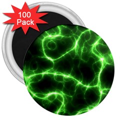 Lightning Electricity Pattern Green 3  Magnets (100 Pack) by anzea