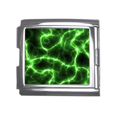 Lightning Electricity Pattern Green Mega Link Italian Charm (18mm) by anzea