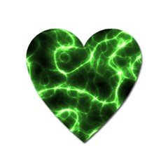 Lightning Electricity Pattern Green Heart Magnet by anzea