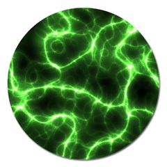 Lightning Electricity Pattern Green Magnet 5  (round) by anzea