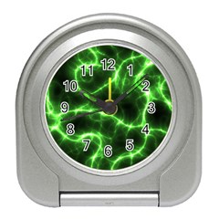 Lightning Electricity Pattern Green Travel Alarm Clock by anzea